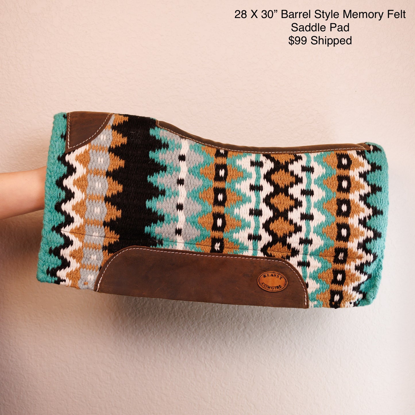 28” x 30” Barrel Style Saddle Pad Turquoise