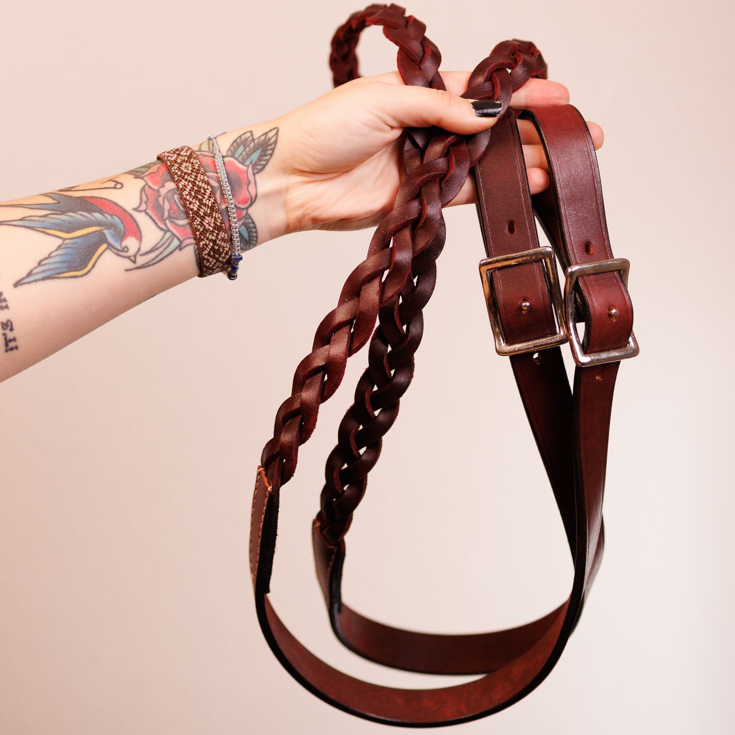 Braided Leather Contest Reins