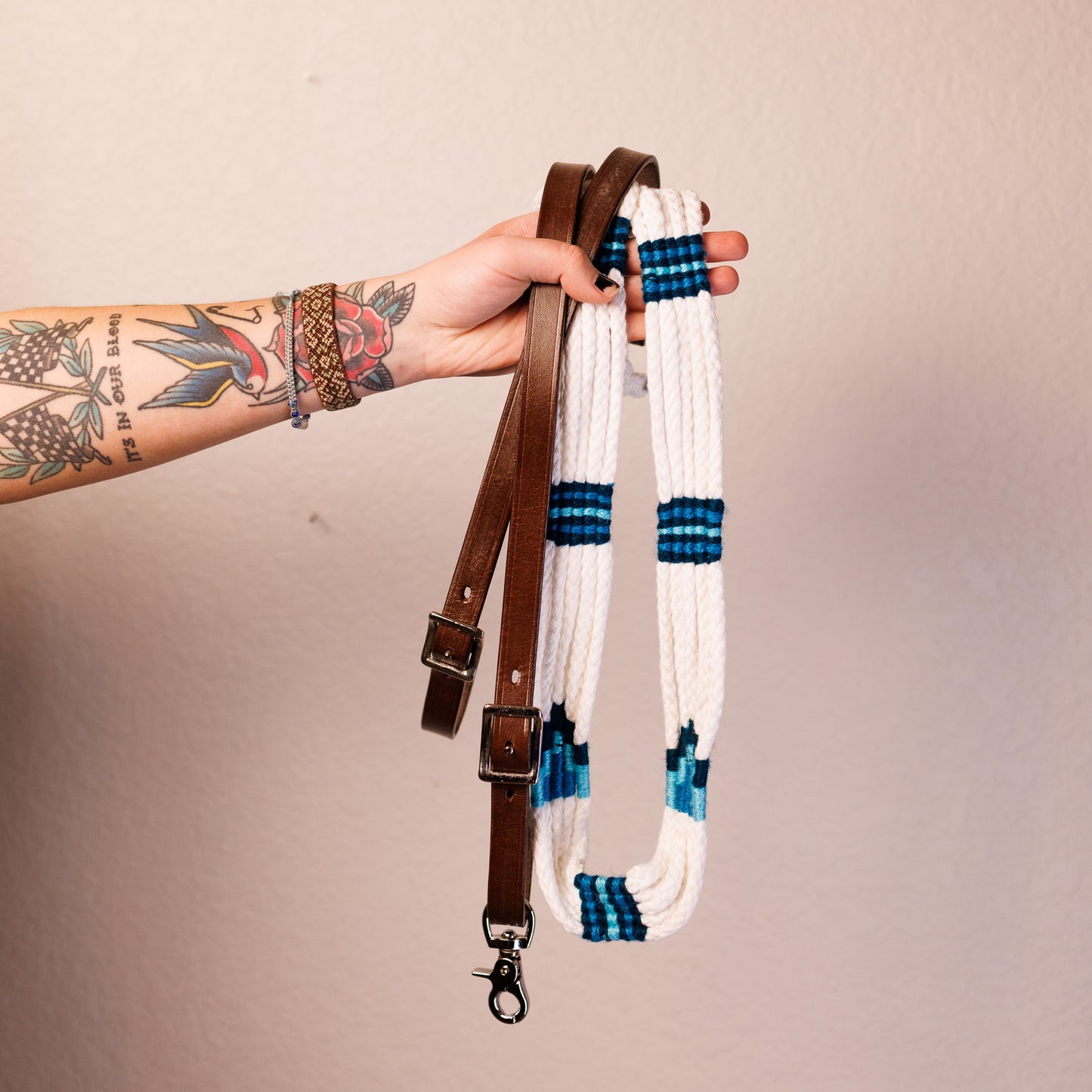 Blue Accent Mohair Roping Reins