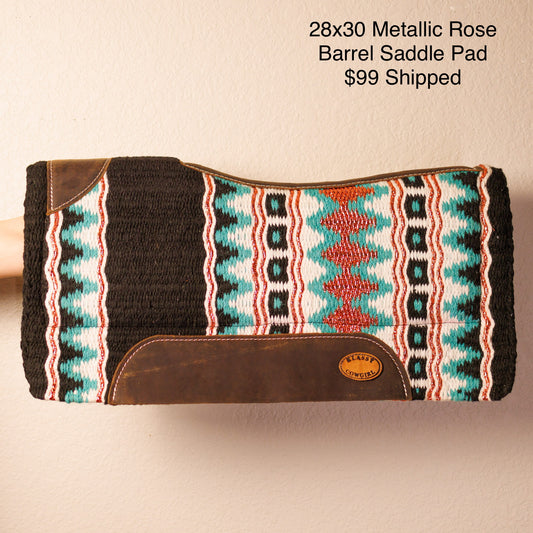 Metallic Rose Barrel Style Saddle Pad