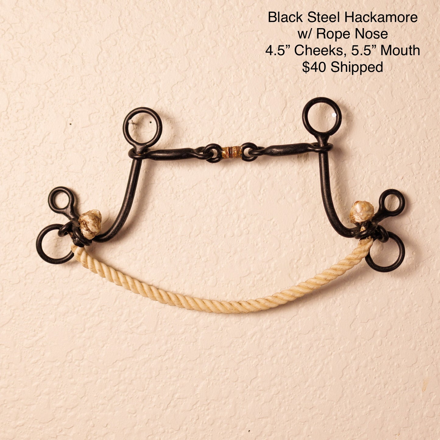 Black Steel Hackamore w/ Rope Nose