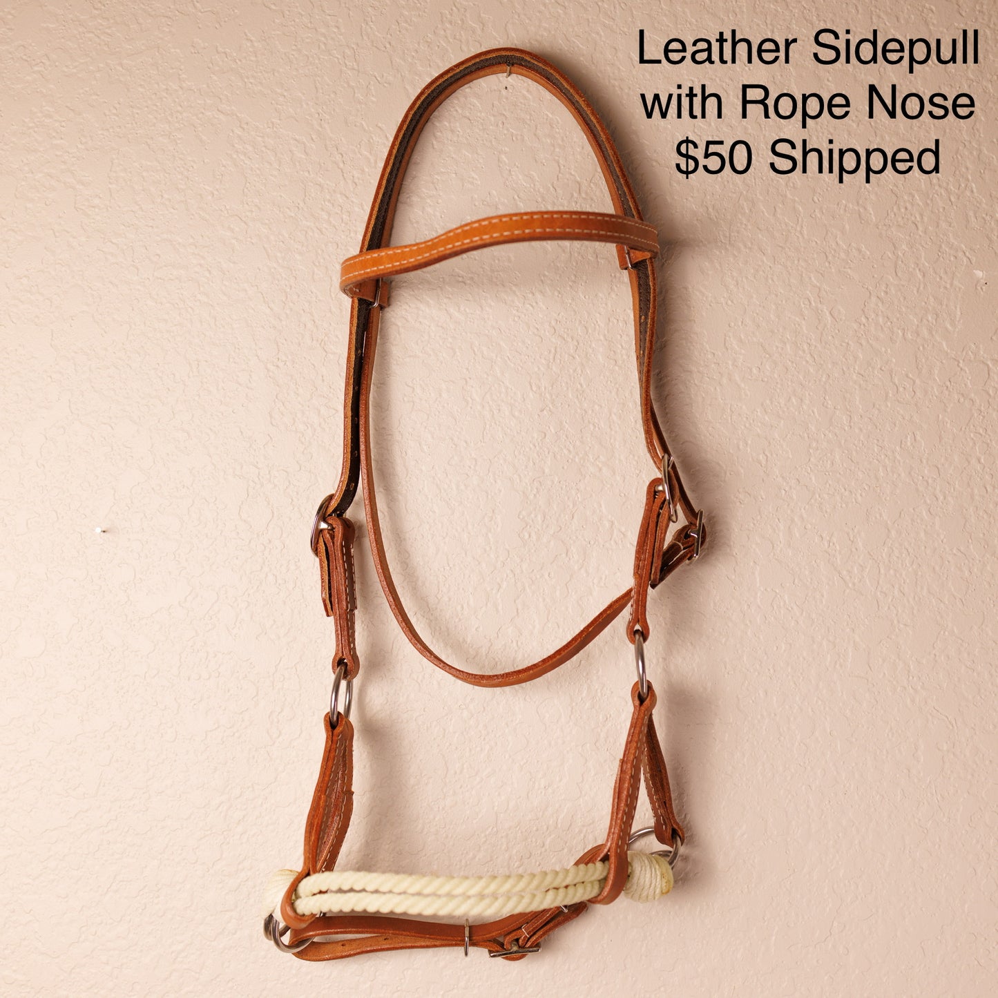 Leather Sidepull w/ Rope Nose