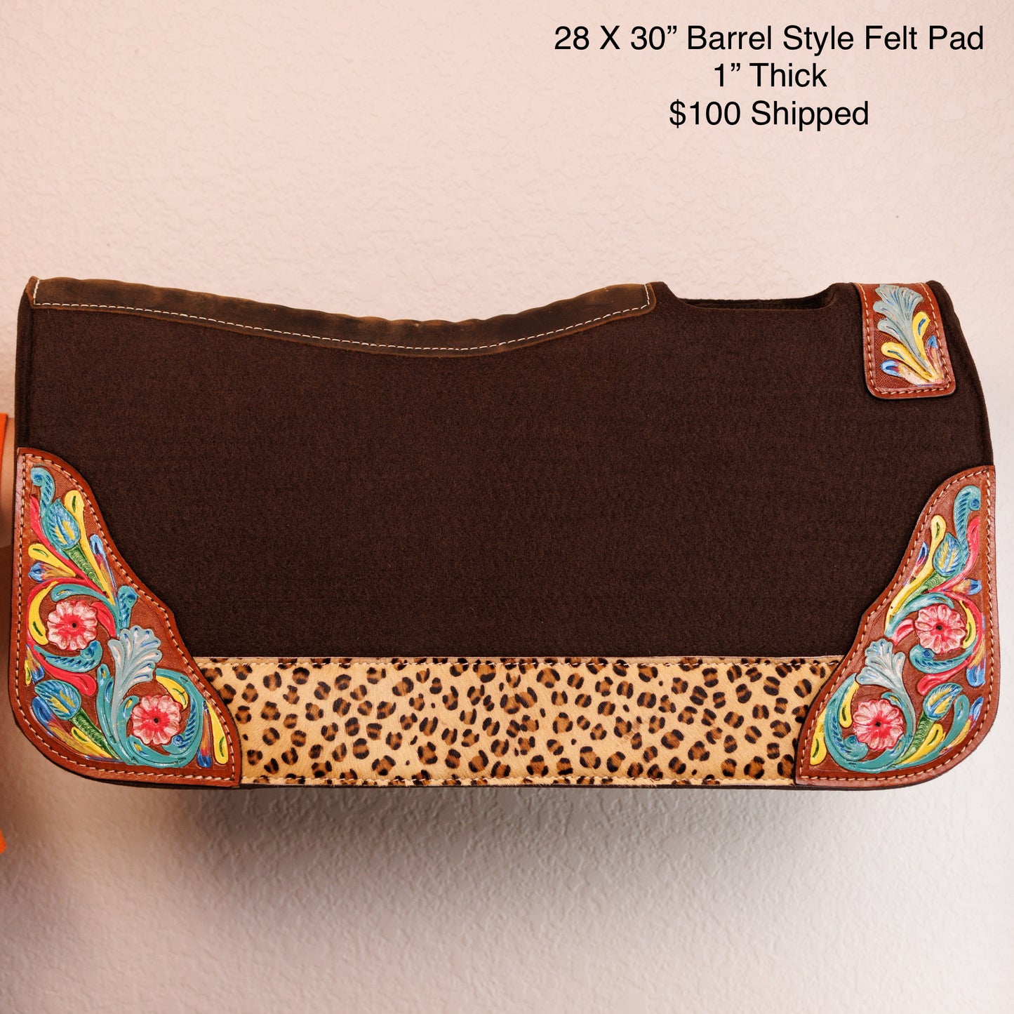 28x30 Barrel Style Saddle Pad Cheetah