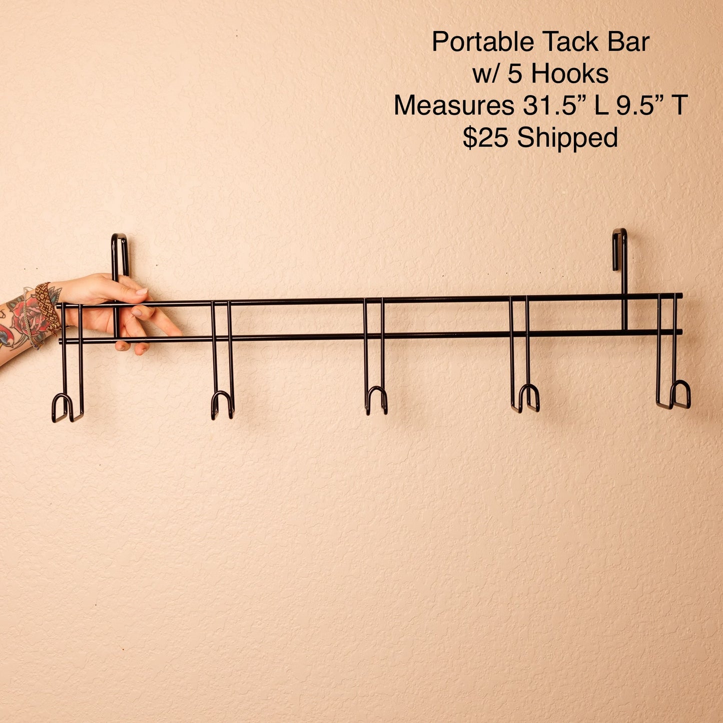 Portable Tack Bar w/ 5 Hooks